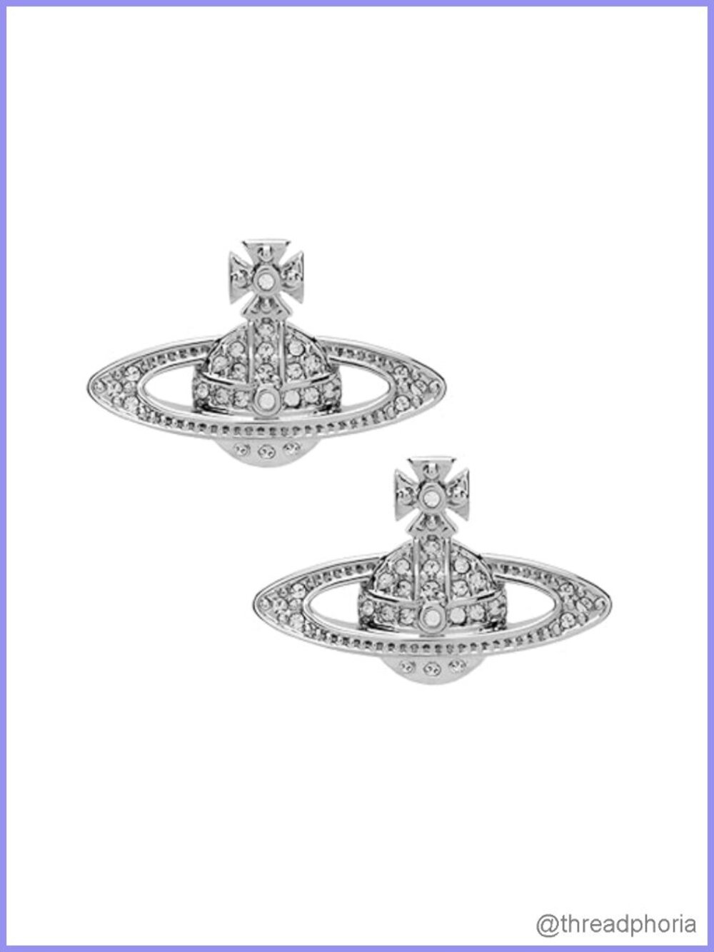 Saturn Planet Stud Earrings Cubic Zirconia Silver Plated Alloy Fashion Jewelry